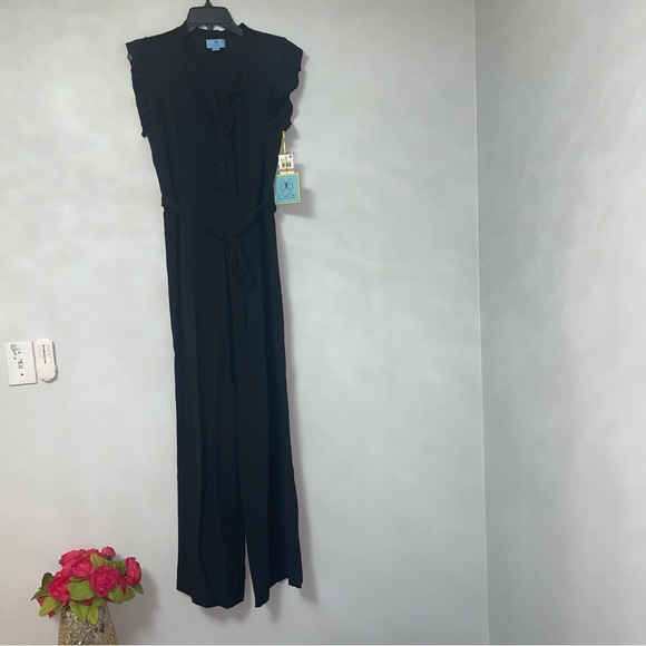 CeCe By Cynthia Steffe Plissa Trim Jumpsuit In Rich Black - Size 12 NWT- Reemoly - Picture 4 of 15